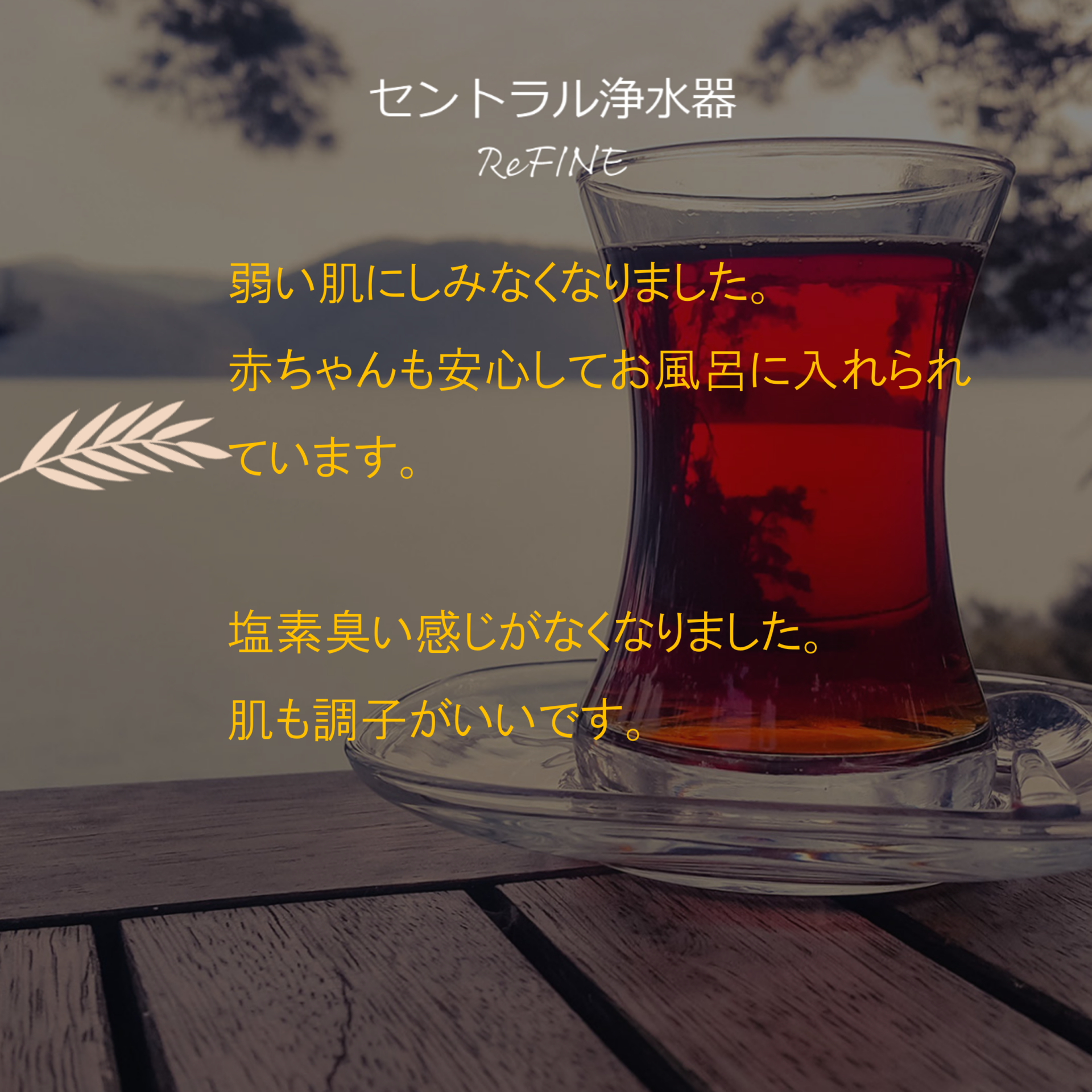 ご愛用者様の声 赤ちゃんも安心してお風呂に入れられています お風呂もキッチンもコレ1台で浄水に セントラル浄水器refine